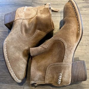 UGG 1095053 Bandara Suede Block Heel Ankle Booties CHESTNUT Suede Shoe Size 6